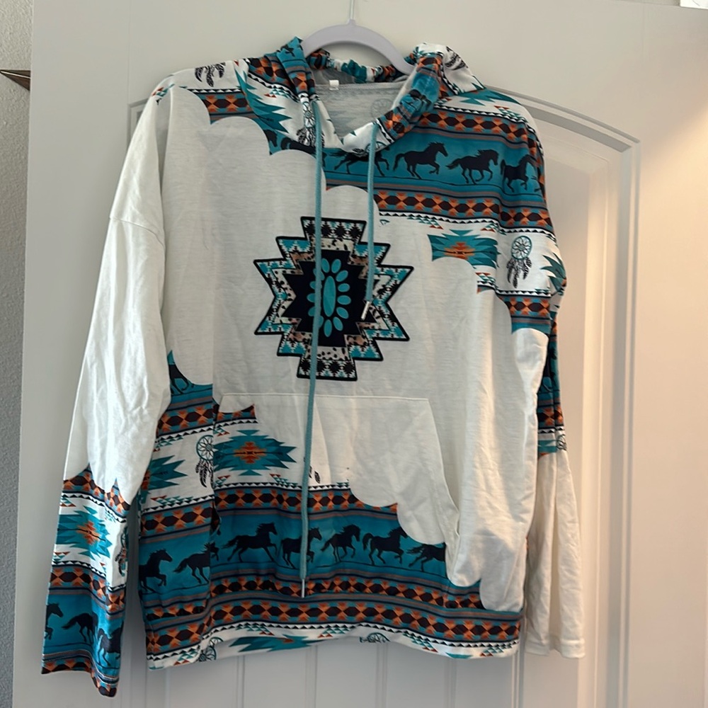 Aztecs, Indian, running horses sweatshirt